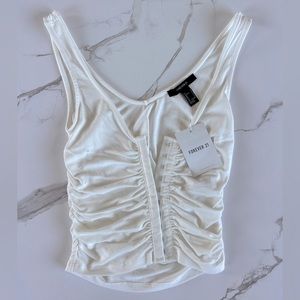 NWT Forever21 Clasp Up White Crop Top Small